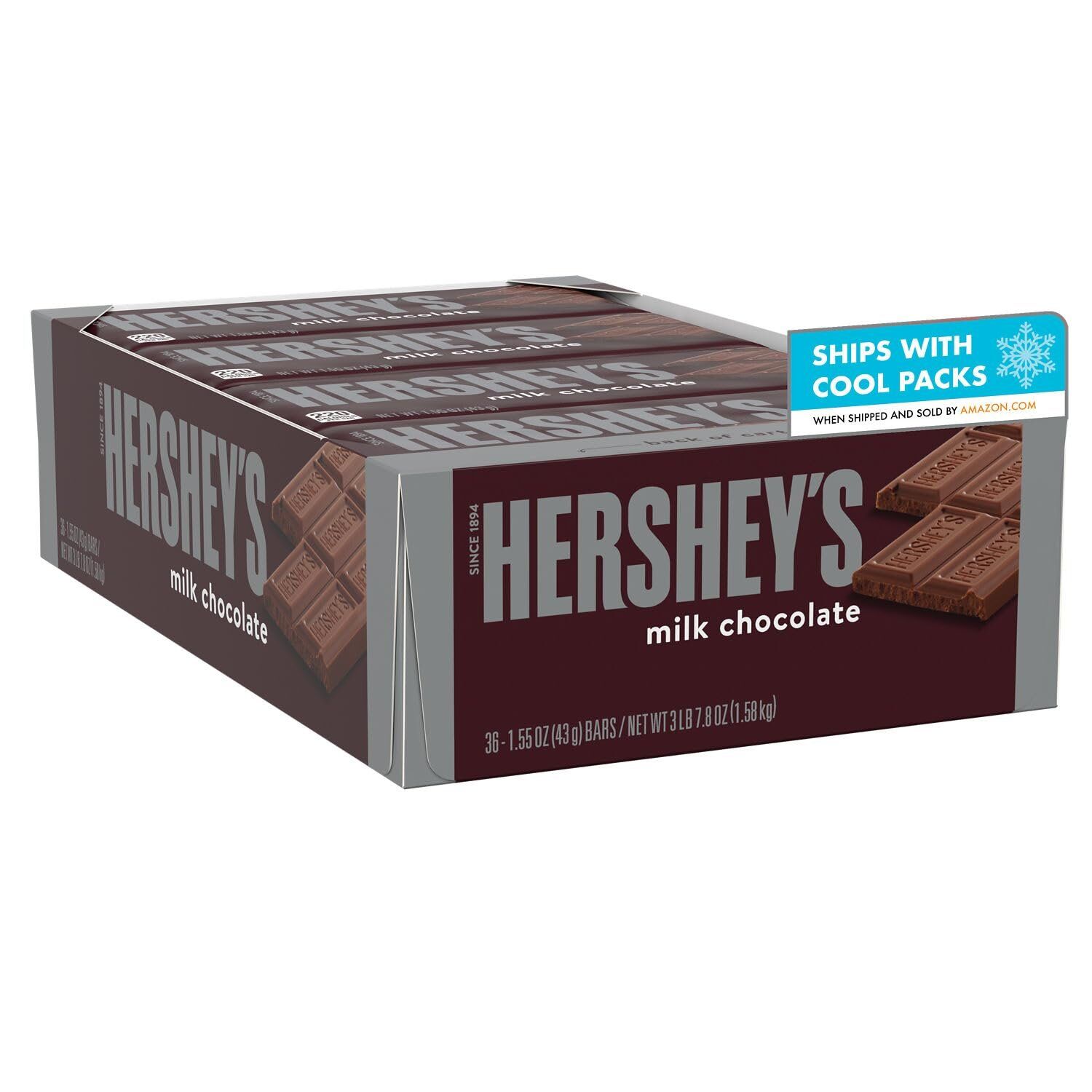 HERSHEY'S Milk Chocolate Candy Bar in classic silver and brown wrapper.