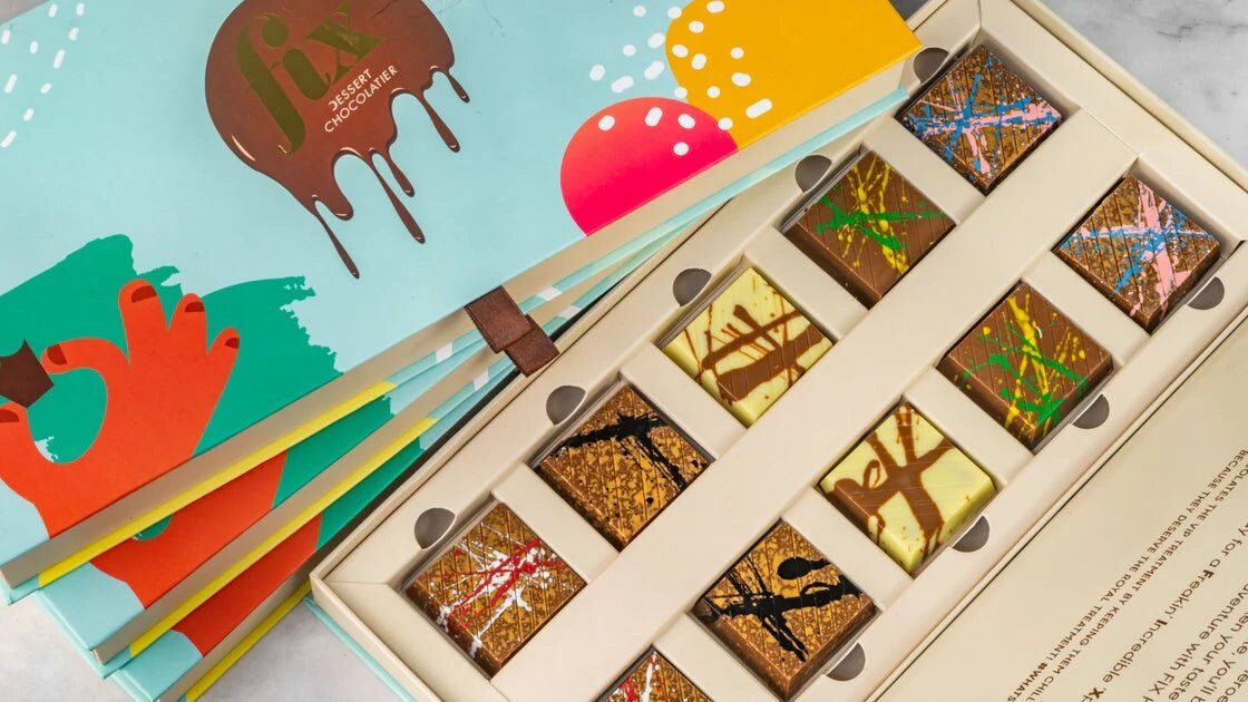 Fix Mini Heroes Box with assorted luxury chocolates by Fix Dessert Chocolatier.